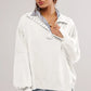 Exposed Seam Side Slit Long Sleeve Sweatshirt - DAVERRI FASHIONS