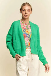 Green Davi & Dani Open Front Drop Shoulder Cardigan | Cardigans Daverri Fashions