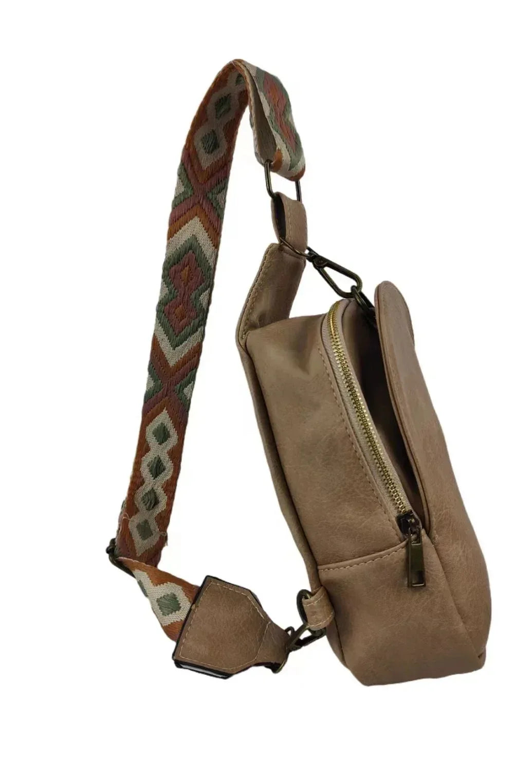 Abstract Pattern Adjustable Strap Vegan Leather Sling Bag - DAVERRI FASHIONS