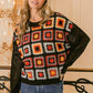 BiBi Granny Square Front Long Sleeve Top - DAVERRI FASHIONS