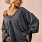 BiBi Mineral Washed French Terry Oversized Sweatshirt - DAVERRI FASHIONS