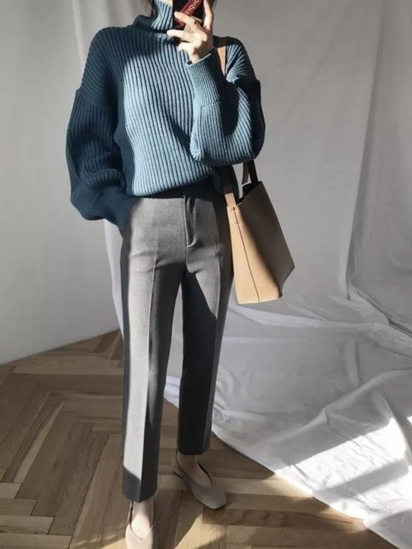 Teal oversized turtleneck ribbed knit sweater plus size