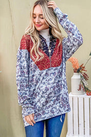 And The Why Printed Half Zip Up Long Sleeve Hoodie | Daverri Fashions