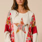 BiBi Floral Print Mixed Star Patch Round Neck Sweatshirt - DAVERRI FASHIONS