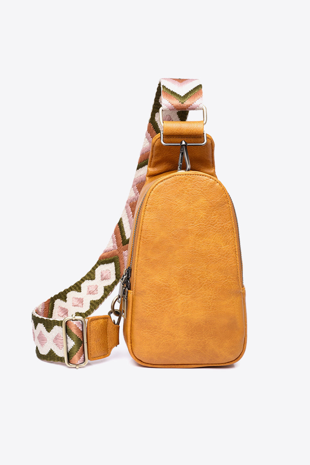 Mustard One Size Abstract Pattern Adjustable Strap Vegan Leather Sling Bag | Cross Body Bags Daverri Fashions