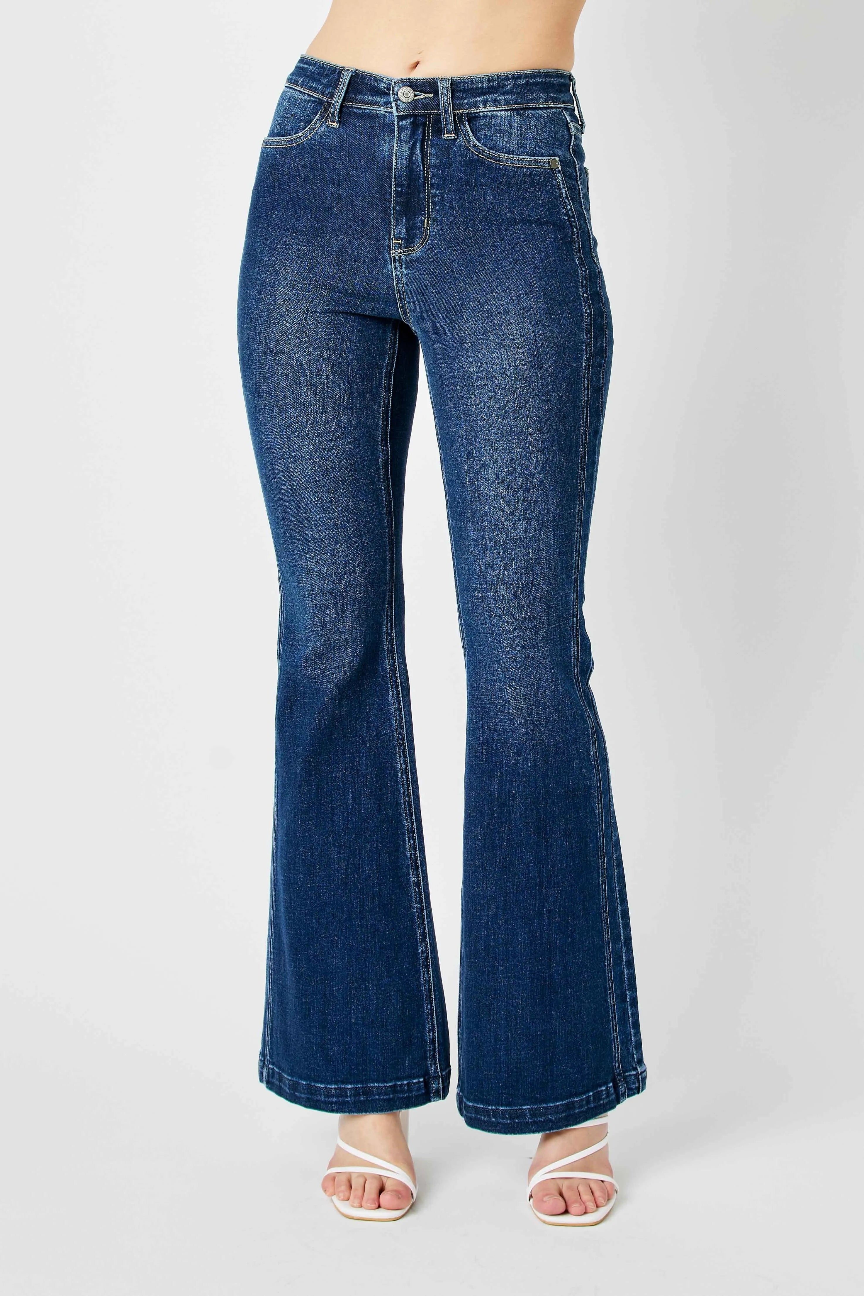 Judy Blue Full Size Hw Angled Side Seam Detail Flare Jeans Plus Size Jeans