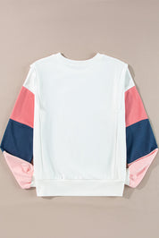 White French Terry Color Block Long Sleeve Top | Sweatshirts Daverri Fashions