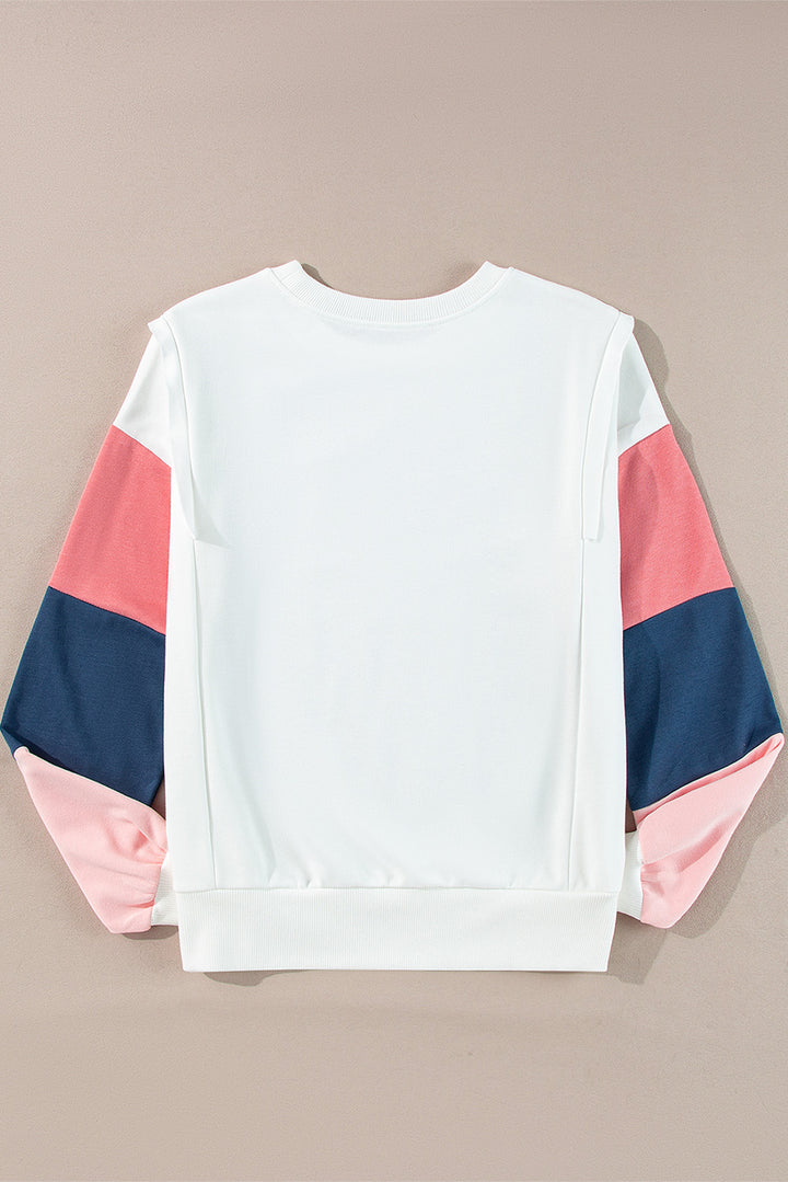 White French Terry Color Block Long Sleeve Top | Sweatshirts Daverri Fashions