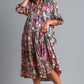 Umgee Full Size Paisley Print Satin Tiered Midi Dress Plus Size Mid Dresses