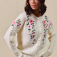 SO ME Floral Embroidered Coquette Sweater Cardigan - DAVERRI FASHIONS