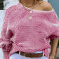 Striped Boat Neck Casual Sweater - DAVERRI FASHIONS