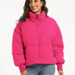 Zip Up Turtleneck Long Sleeve Puffer Jacket - DAVERRI FASHIONS
