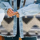 Printed Botton Down Long Sleeve Denim Jacket - DAVERRI FASHIONS