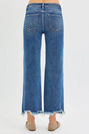 RISEN Full Size Mid Rise Crop Straight Jeans Plus Size | Jeans Daverri Fashions