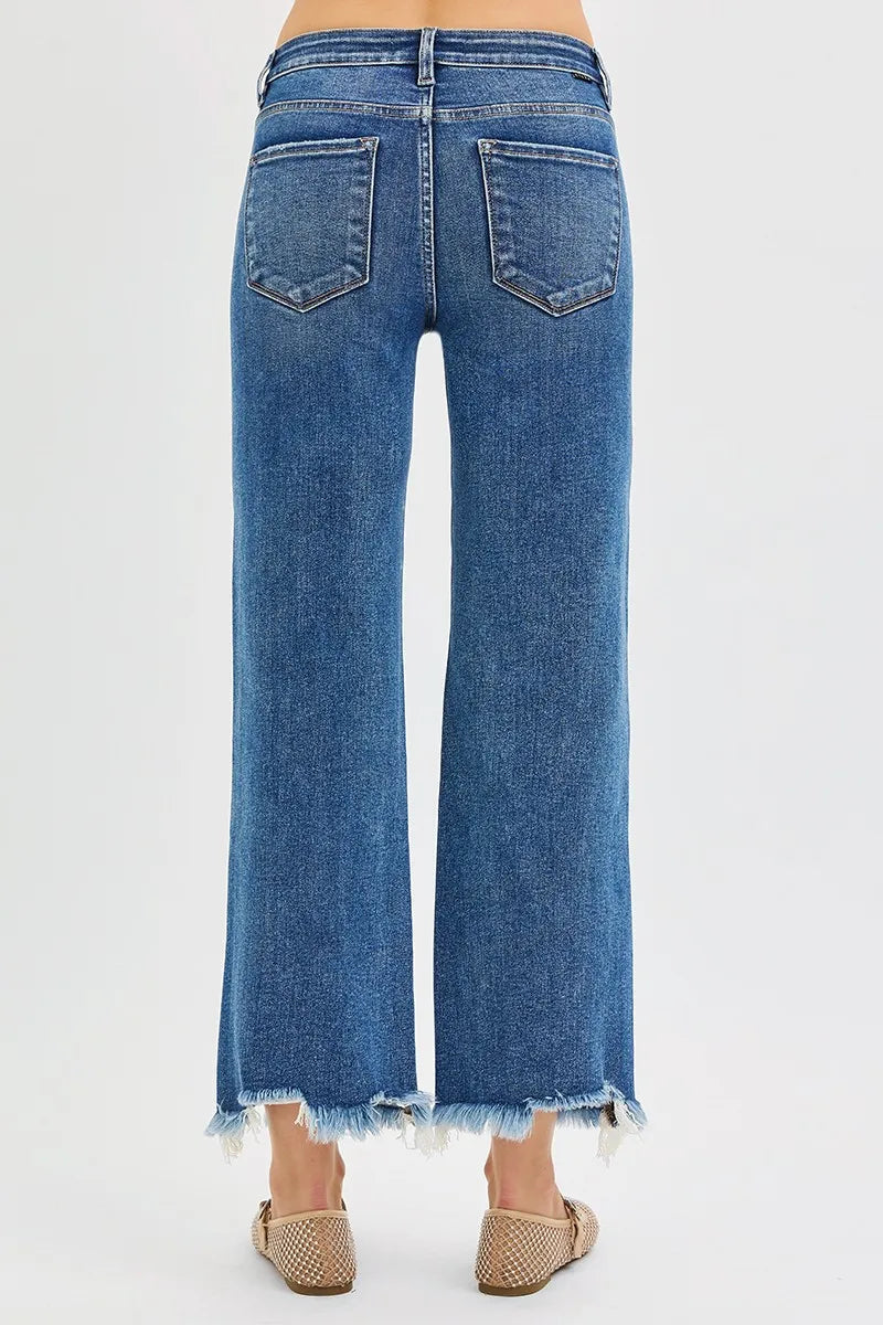 RISEN Full Size Mid Rise Crop Straight Jeans Plus Size Jeans