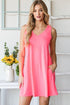 Heimish Full Size V-Neck Mini Tank Dress with Pockets Neon Pink Tank Dresses