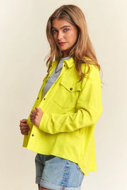 J.NNA Snap Down Long Sleeve High Low Shacket | Shackets Daverri Fashions