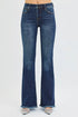 RISEN Full Size Tummy Control Mid Rise Flare Jeans Plus Size DARK