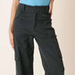 Mittoshop wide leg high waist dark gray cargo pants with large side pockets