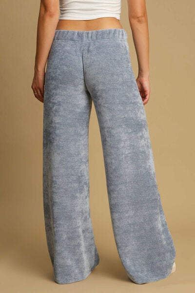 Umgee Elastic Waist Wide Leg Pants Pants