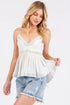 Mittoshop crisscross back lace V-neck cami with white embroidery peplum