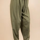 VERY J Olive Solid Barrel Comfy Woven Pants Pants