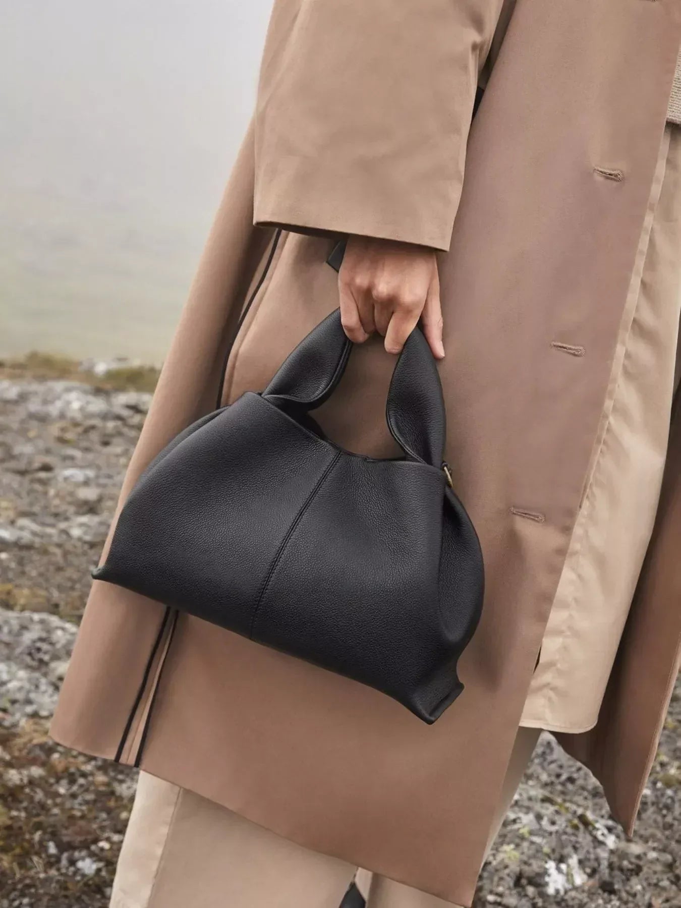 PU Leather Ruched Crossbody Handbag - DAVERRI FASHIONS