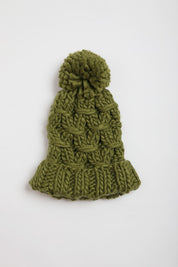Olive One Size Oversized Chunky Knit Pom Beanie | Daverri Fashions
