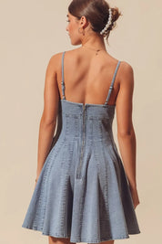 SO ME A Line Fit and Flare Denim Mini Dress | Daverri Fashions