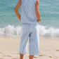 Daverri striped sleeveless top and cropped pants set in blue and white