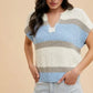 Annie Wear Low Gauge Color Block Textured Sweater Top - DAVERRI FASHIONS
