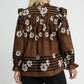 Umgee Full Size Mix Floral Smocked Ruffle Blouse Plus Size Tops