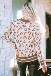 Leopard Mock Neck Long Sleeve Sweater | Sweaters Daverri Fashions