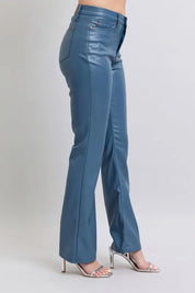 Judy Blue Full Size High Waist Tummy Control Faux Leather Bootcut Pants Plus Size | Pants Daverri Fashions