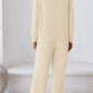 Cream-colored ribbed knit womens sweatsuit set with relaxed fit