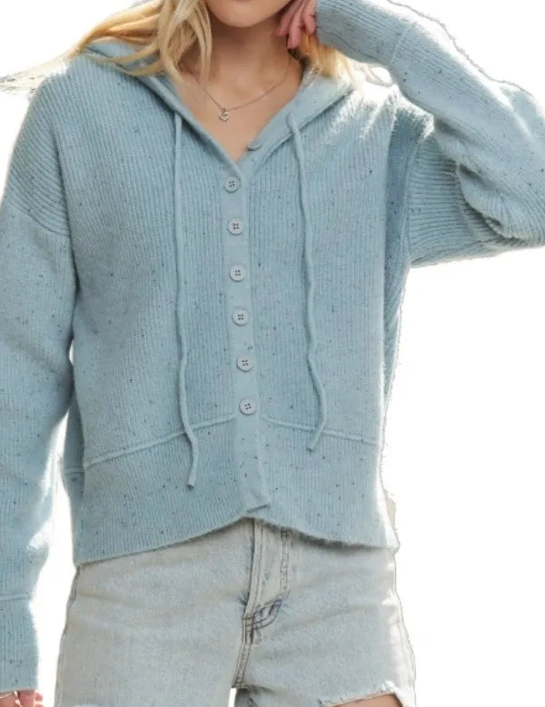BLUE S M ADORA Hoodie Relaxed Fit Ribbed Cuffs Sweater Cardigan | Cardigans Daverri Fashions