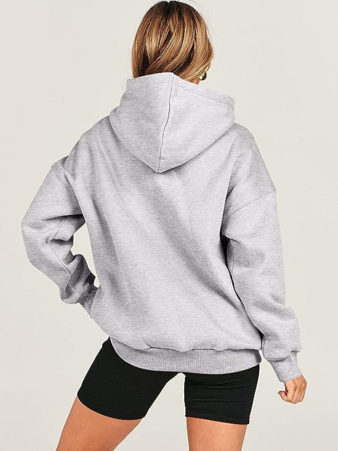 Dropped Shoulder Long Sleeve Hoodie Tops