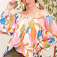 Lime 'N' Chili Abstract Print Off-the-shoulder Long Sleeve Top - DAVERRI FASHIONS