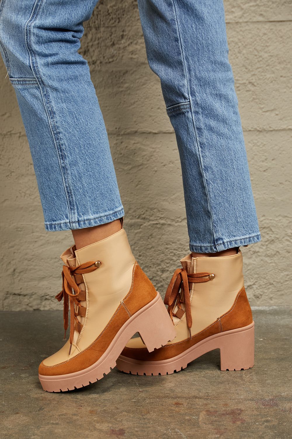 East Lion Corp Lace Up Lug Booties Clearance