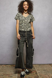POL Printed V-Neck Short Sleeve T-Shirt | T-Shirts Daverri Fashions