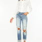 Kancan High Rise Distressed Boyfriend Fit Jeans - DAVERRI FASHIONS