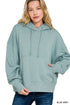 Zenana Oversized Fleece Kangaroo Pocket Hoodie - DAVERRI FASHIONS