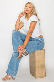bytos Full Size Distressed High Rise Straight Jeans | Jeans Daverri Fashions