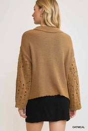 Umgee Crochet Button Down Knit Cardigan | Cardigans Daverri Fashions