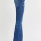 RISEN Full Size Distressed Mid Rise Flare Jeans Plus Size - DAVERRI FASHIONS