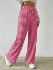 Pink Drawstring Wide Leg Pants | Lounge Pants Daverri Fashions
