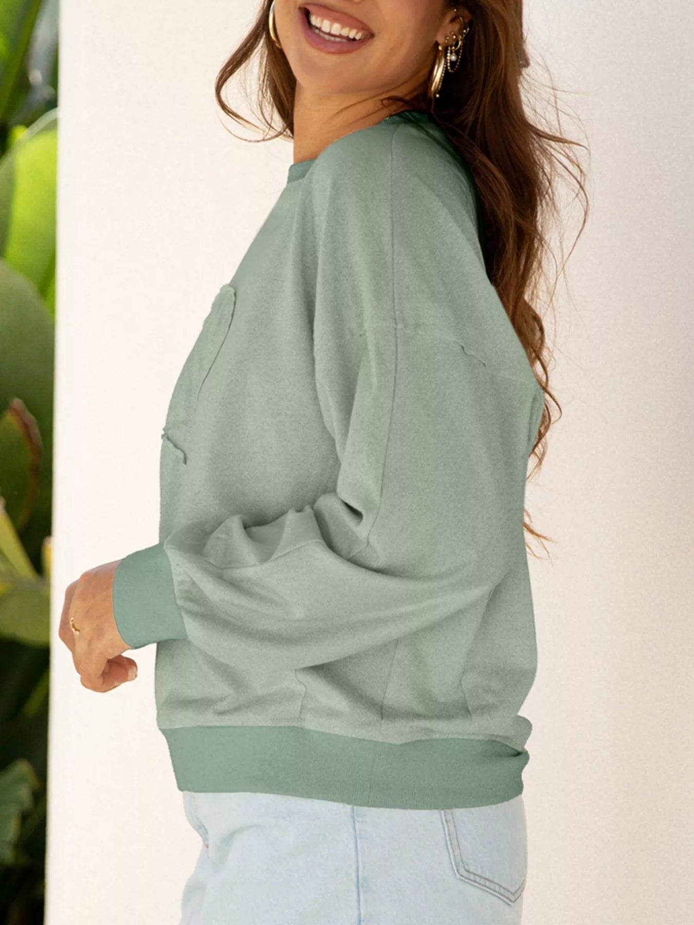 Flower Patch Drop Shoulder Sweatshirt | Tops Daverri Fashions