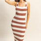 HYFVE Striped Scoop Neck Wide Strap Knit Dress Caramel Tank Dresses