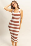 HYFVE Striped Scoop Neck Wide Strap Knit Dress - DAVERRI FASHIONS