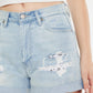 Kancan High Rise Repaired Mom Denim Shorts Denim Shorts